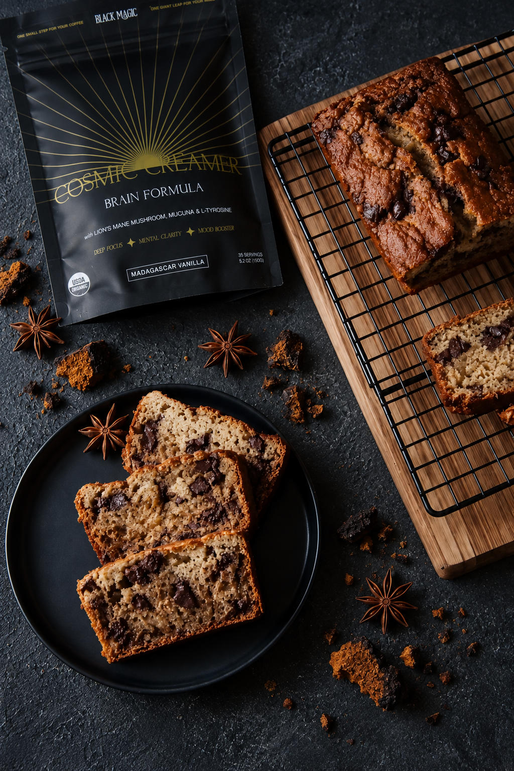 Adaptogenic Spiced Banana Bread with Lion's Mane for Energy & Focus
