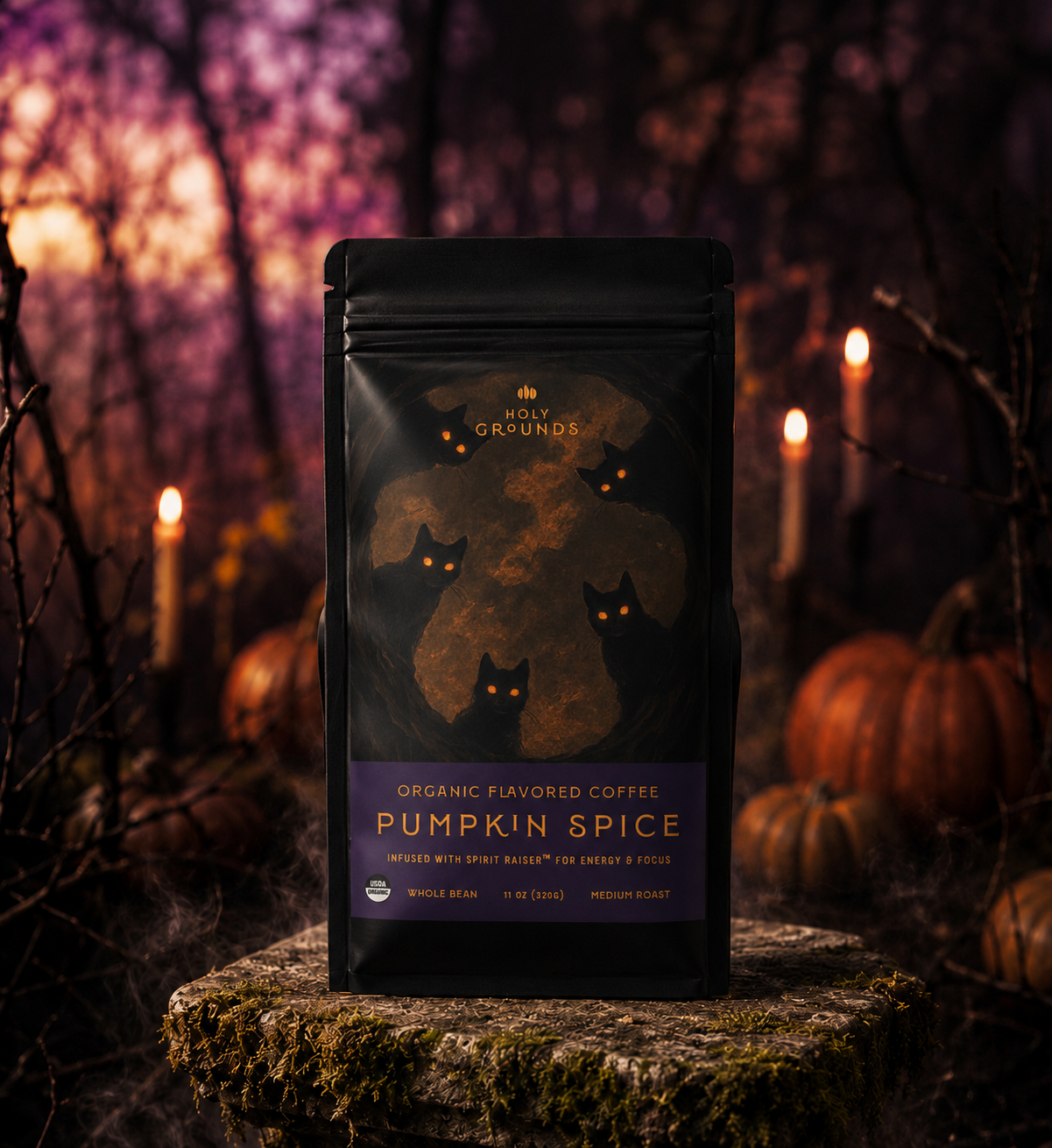 Holy Grounds Pumpkin Spice Mushroom Coffee — Organic Whole Bean