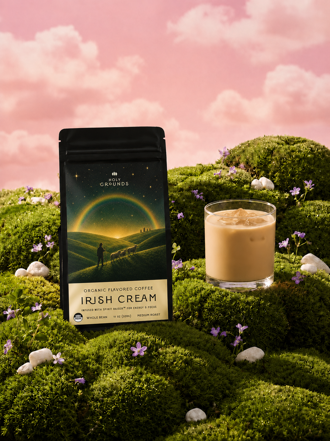 Holy Grounds Irish Cream Mushroom Coffee — Organic Whole Bean